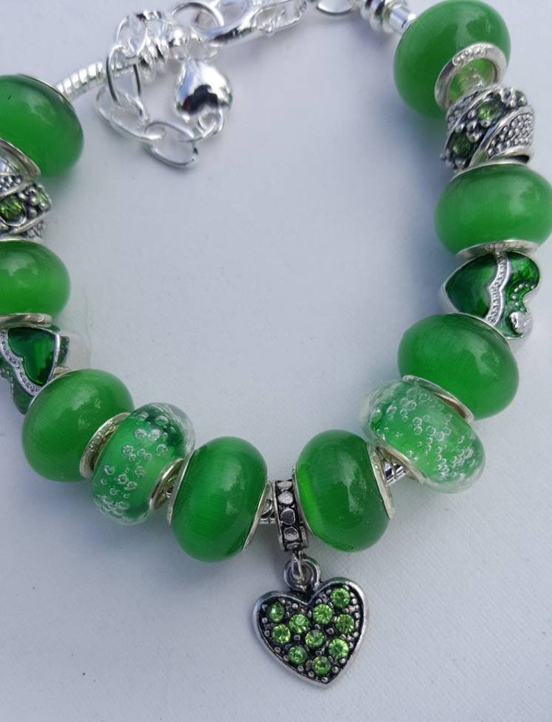 Green Hearts European Style Women Teens Wrist Bling Charm Bracelet