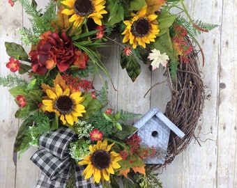 Spring Wreath Summer Wreath For Front Door Red Hydrangea Etsy