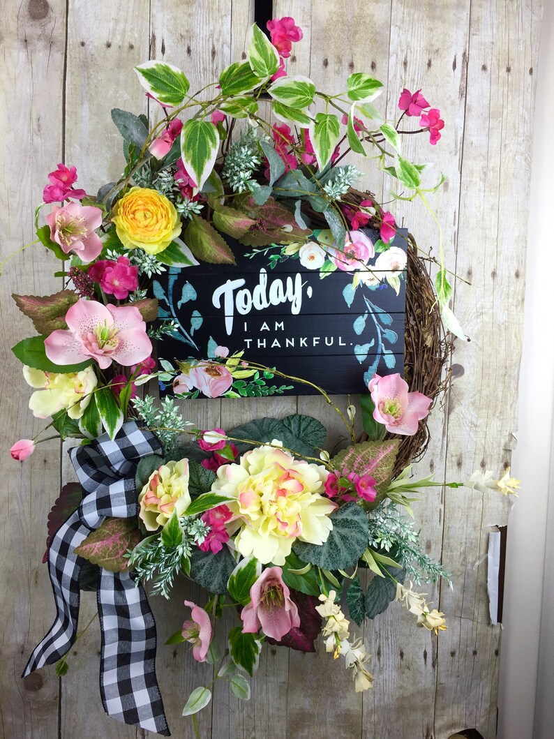 outdoor front door wreaths on Shabby Chic Decor Large Outdoor Wreath Mothers Day Wreath Front Door Wreath Spring Wreath Thankful Sign Wreath Summer Wreath