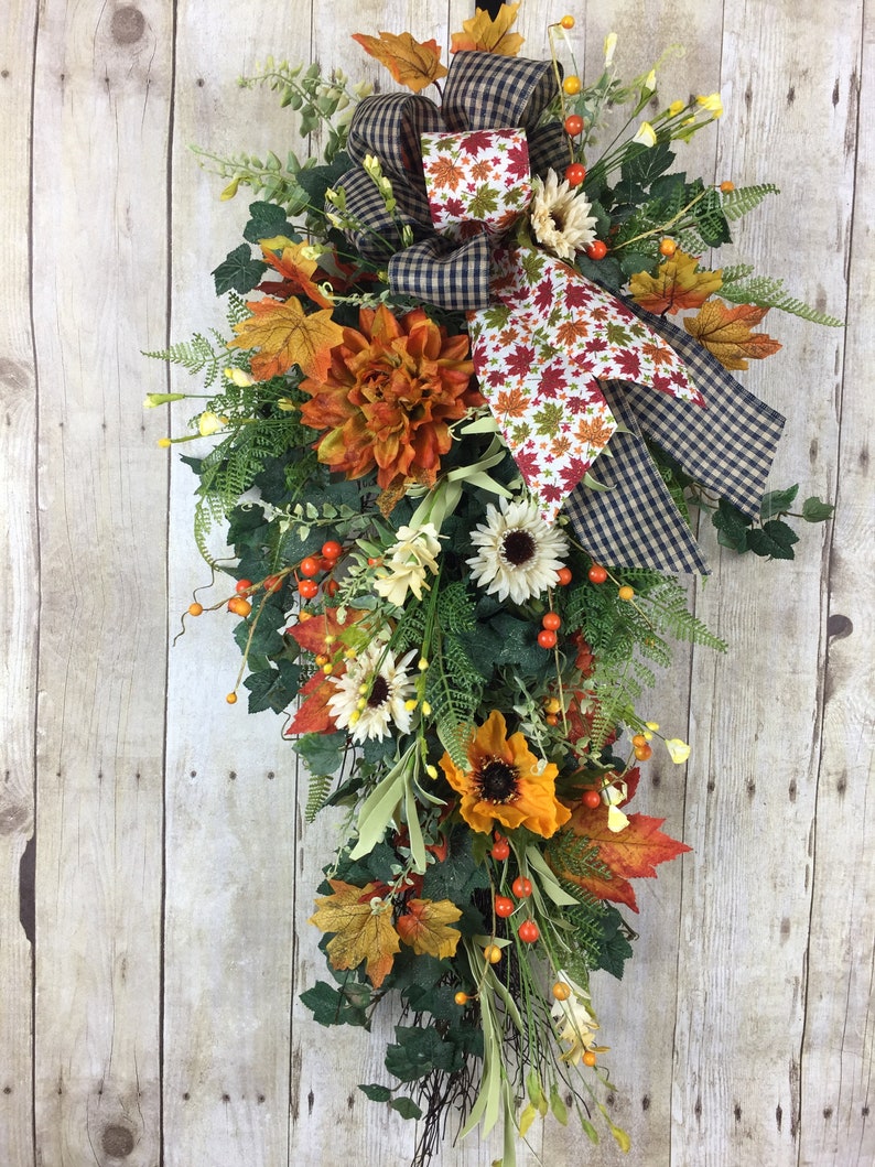 Fall Wreaths for Front Door Fall Door Swag Outdoor Wreath Swag Autumn Wreath, Sunflower Wreath Swag Sunflower Fall Door Decor