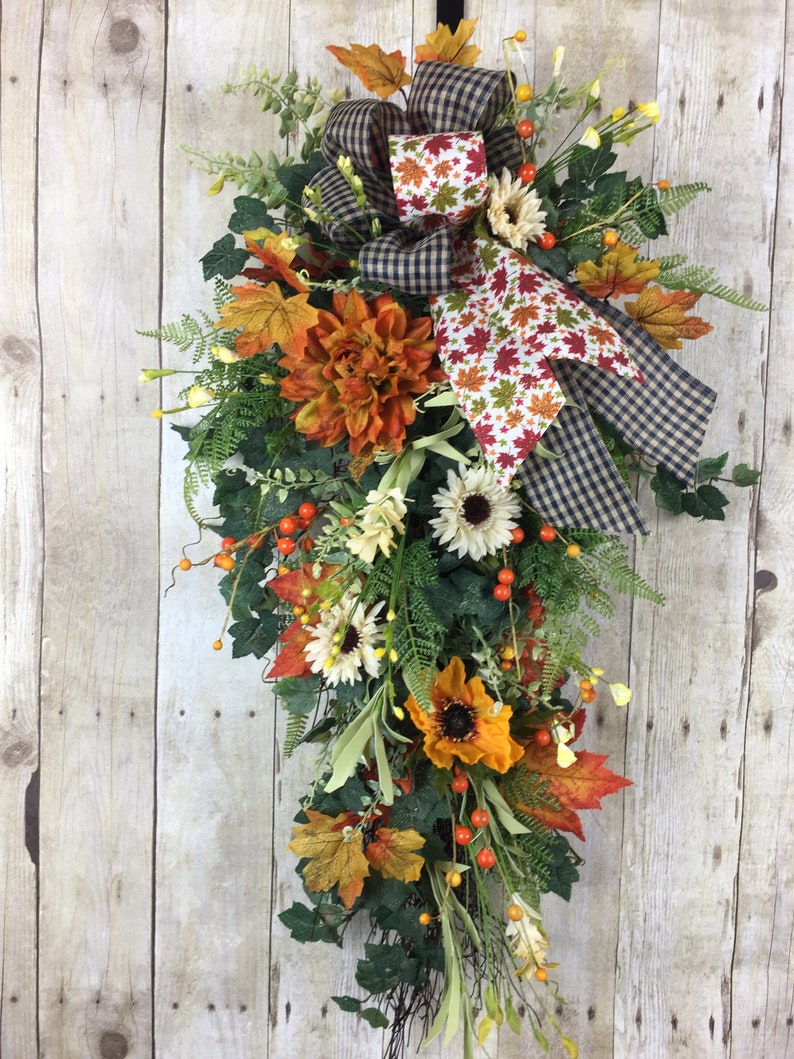 Fall Wreaths for Front Door Fall Door Swag Outdoor Wreath Swag Autumn Wreath, Sunflower Wreath Swag Sunflower Fall Door Decor