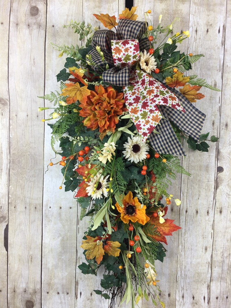 Fall Wreaths for Front Door Fall Door Swag Outdoor Wreath Swag Autumn Wreath, Sunflower Wreath Swag Sunflower Fall Door Decor