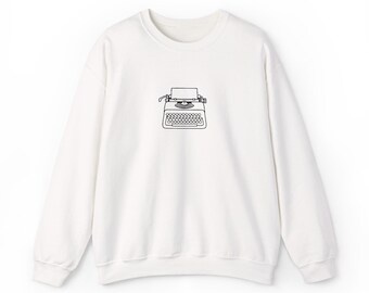 Vintage Typewriter Illustration Sweatshirt Embroidered Minimalist  | Writer Literary Tee