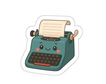 Cute Typewriter Die-Cut Sticker, Vintage Office Decor