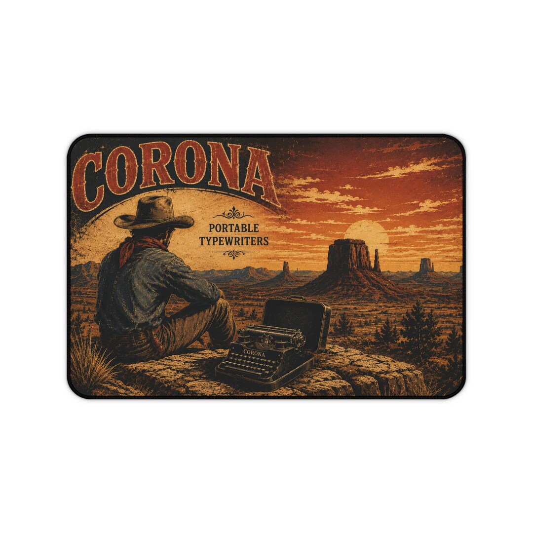 Corona Portable Typewriters Cowboy Desk Mat | Western Desert Sunset ...