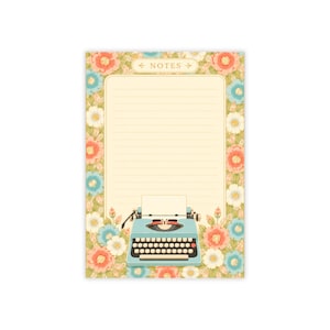Blocco note con macchina da scrivere vintage / Blocco note con righe floreali