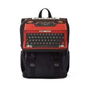 Red Retro Ollivetti Valentine Vintage Typewriter Backpack | Retro Writer School Bag