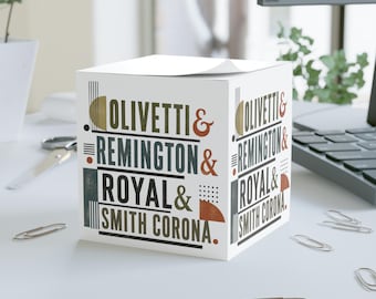 Typewriter Brands Note Cube | Olivetti Remington Royal Smith Corona