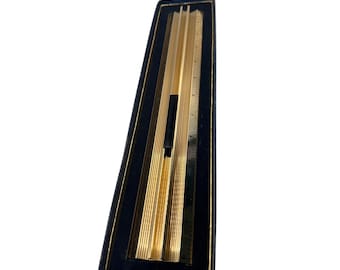 Vintage Gold Tone 12 Inch Triangular Architectural Scale Ruler with Case