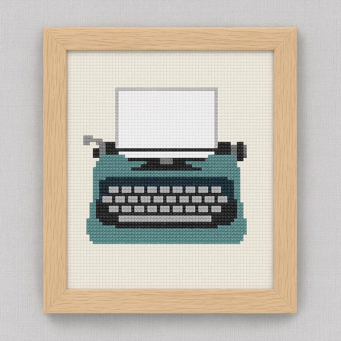 Retro Typewriter Cross Stitch Pattern | Beginner Embroidery (digital ...