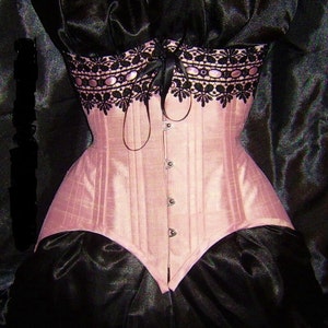 Corset  Silk Underbust Waist-training Burlesque Goth