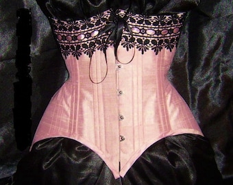Corset  Silk Underbust Waist-training Burlesque Goth