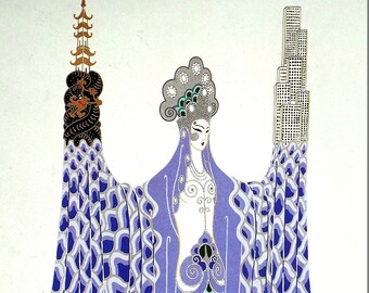 Erte Matted Print 1987 OCEAN PACIFIQUE PACIFIC Chinese Asian Woman