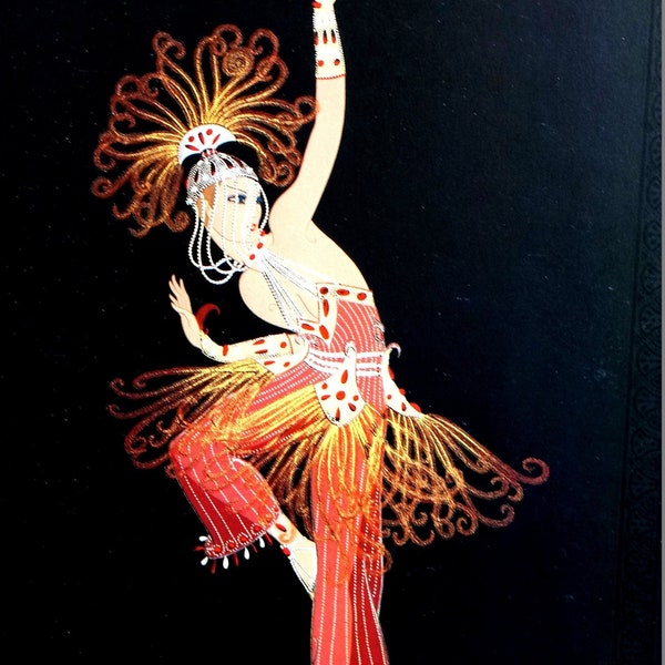 Erte Print 1987 FIREBIRD STRAVINSKY BALLET Dancer Dancing Music Professionally Matted Art Deco Vintage Fashion Print Ready to Frame