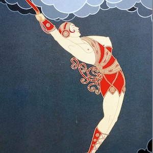Erte Matted Print 1987 MALE BALLET DANCER in Gladiator Costume w Sword Vintage Wall Art Deco Fashion Illustration Print Ready to Frame