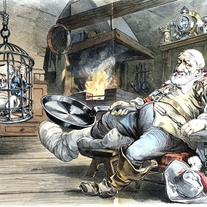 May include: A cartoon illustration of a man in a cage being lowered by a rope.  Another man, with a long white beard, is sitting in a chair with a frying pan in his lap.  The text on the bottle says "Retirement Tonic".