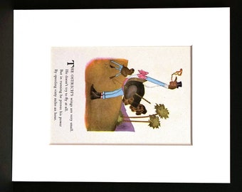 Moss - Bird Children - 1939 - GENTLEMAN OSTRICH w CANE and Cigarette - Professionally Matted Children's Vintage Book Illustration Art Print