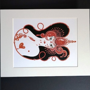 Erte JULY BIRTHDAY Stone RUBY - 1982 Precious Red Jewel Crown - Professionally Matted Classic Art Deco Fashion Print Ready to Frame