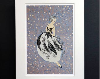 Erte Print 1987 LADIES TUXEDO FASHION Black and White Tassels