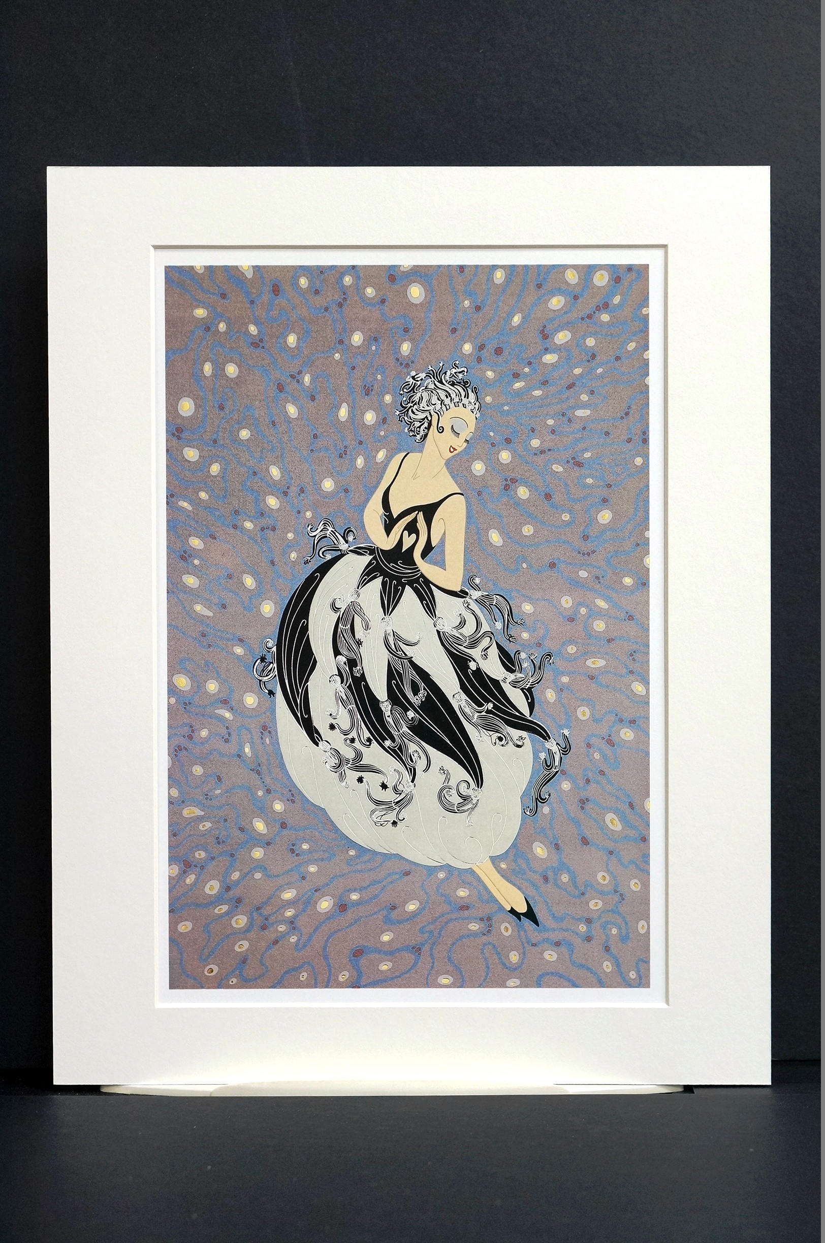 Erte Print 1987 LADIES TUXEDO FASHION Black and White Tassels