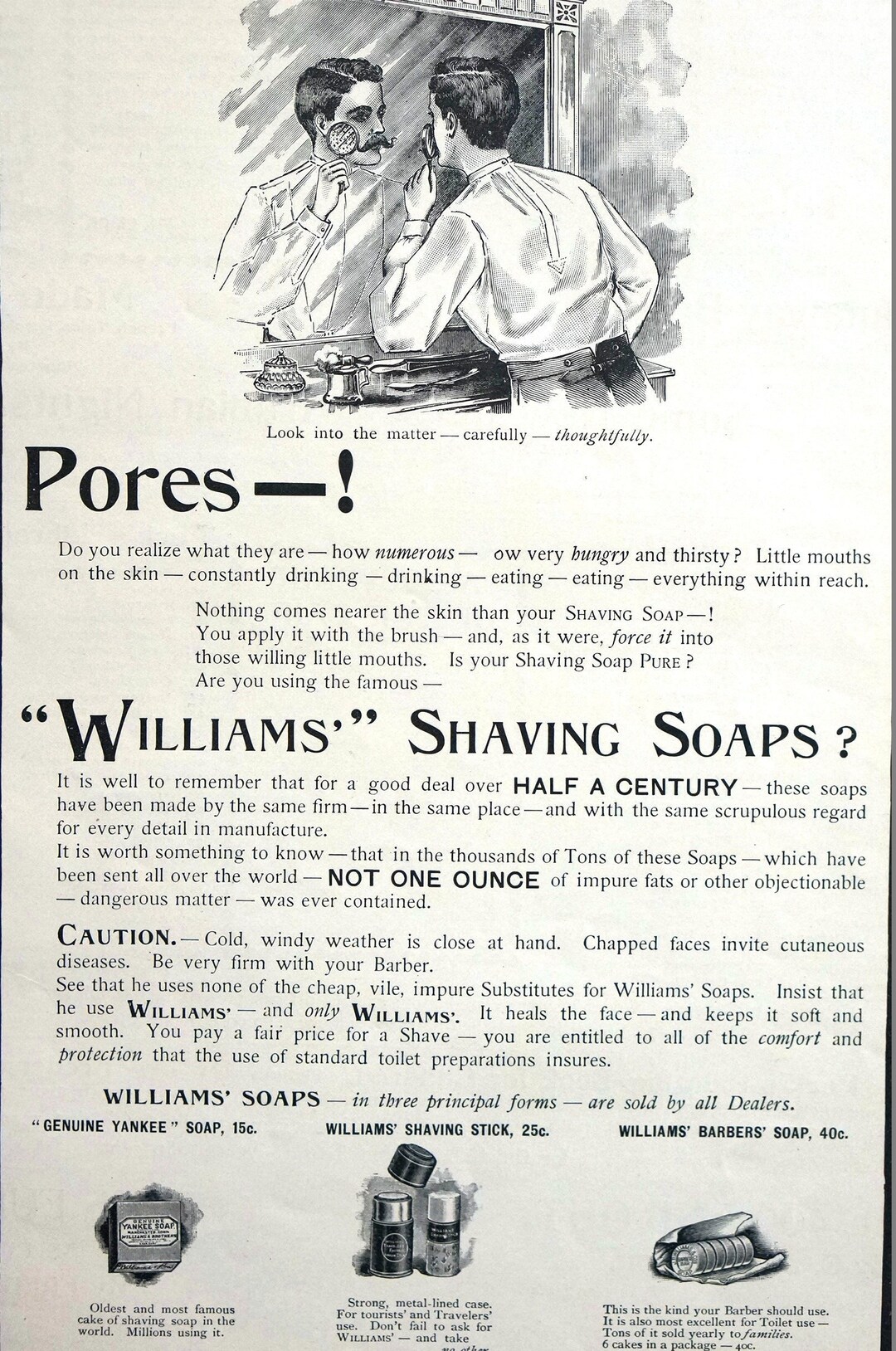 Williams Shaving Soap Ad 1894 YANKEE SOAP SHAVING Stick Etsy