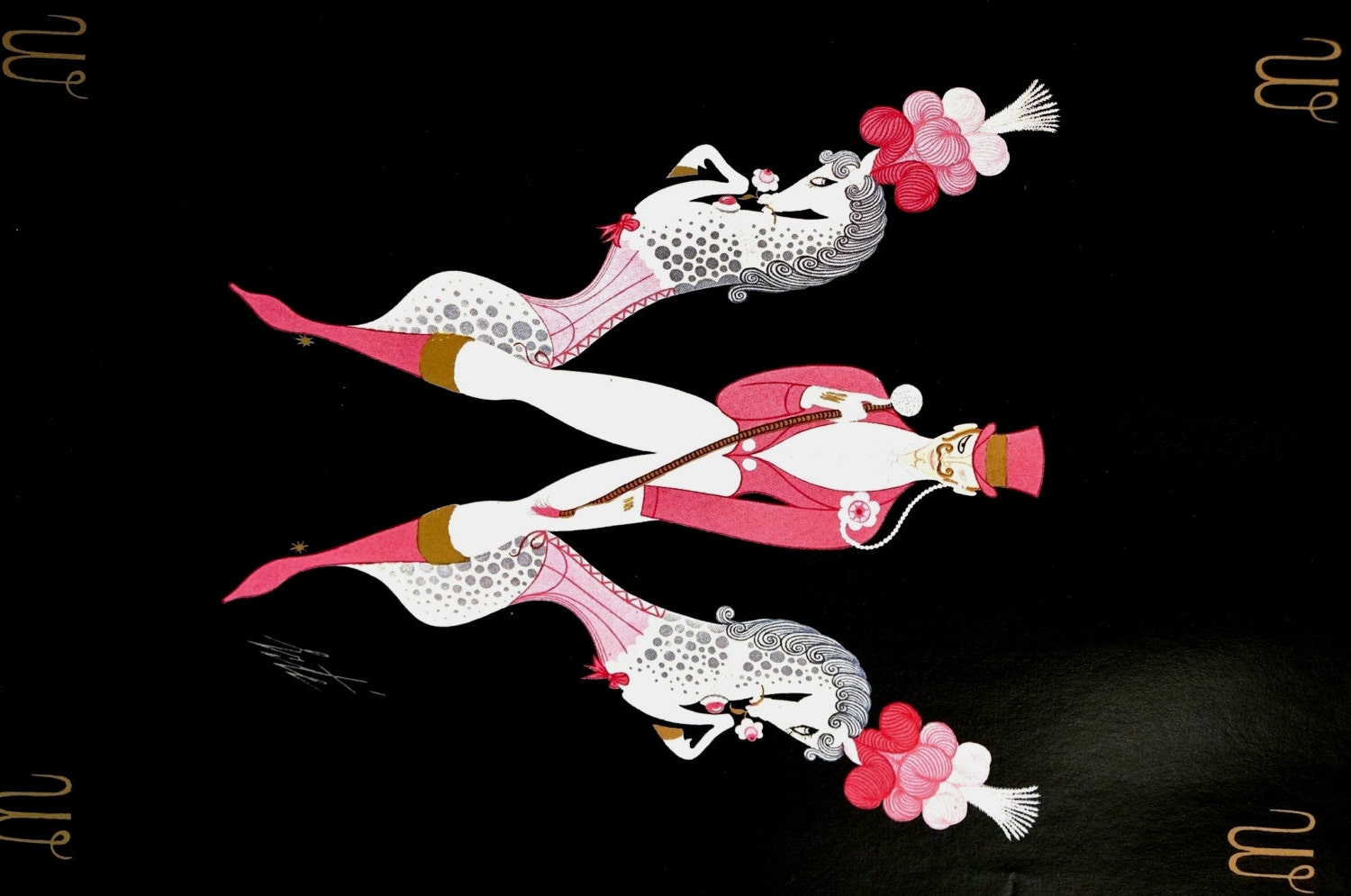 Erte 1972 - Alphabet Series - W - CIRCUS HORSES and Man W