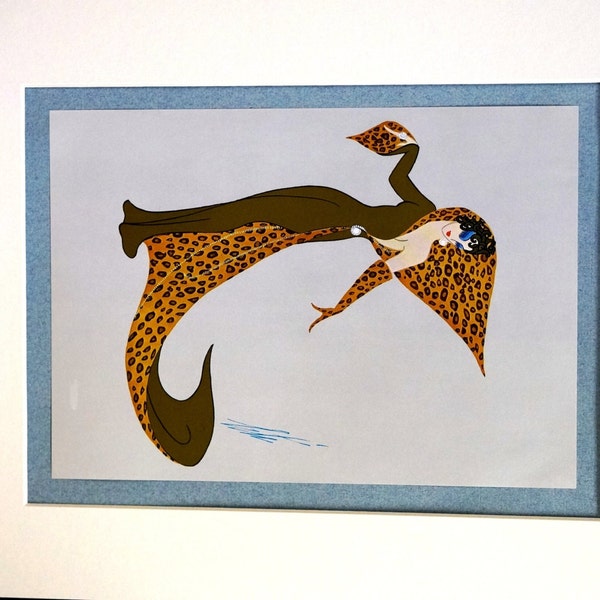 Erte 1972 - PANTHER COSTUME Dress - LONDON Symphony - 1938 Limited Edition Lithograph (2000) - Franco Maria Ricci - Matted Fashion Print