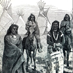 Bannock Indians 1878 INDIAN CAMP TEEPEES Children Antique Western