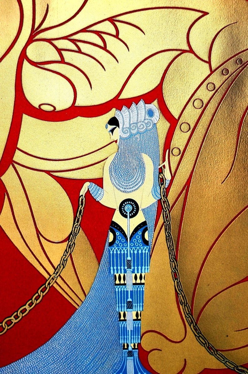 Professionally Matted Art Deco Fashion Print Ready to Frame Erte 1982 SAMSON and DELILAH Biblical Print Samson in Chains Bible Story