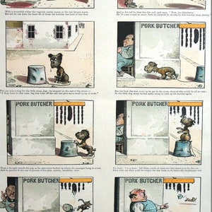Butcher Versus Puppy Dog 1894 DOG AFTER the SAUSAGE Meat Food Missing Links Professionally Matted Puck Print Cartoon Ready to Frame