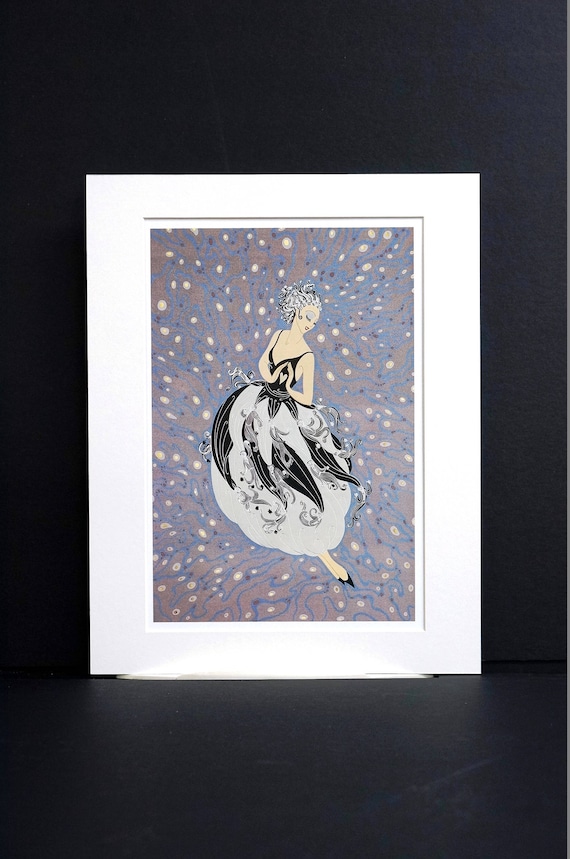 Erte Print 1987 LADIES TUXEDO FASHION Black and White Tassels