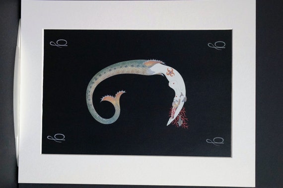Erte 1982 - Letter G - ALPHABET SERIES - Erte Mermaid Scales Tail
