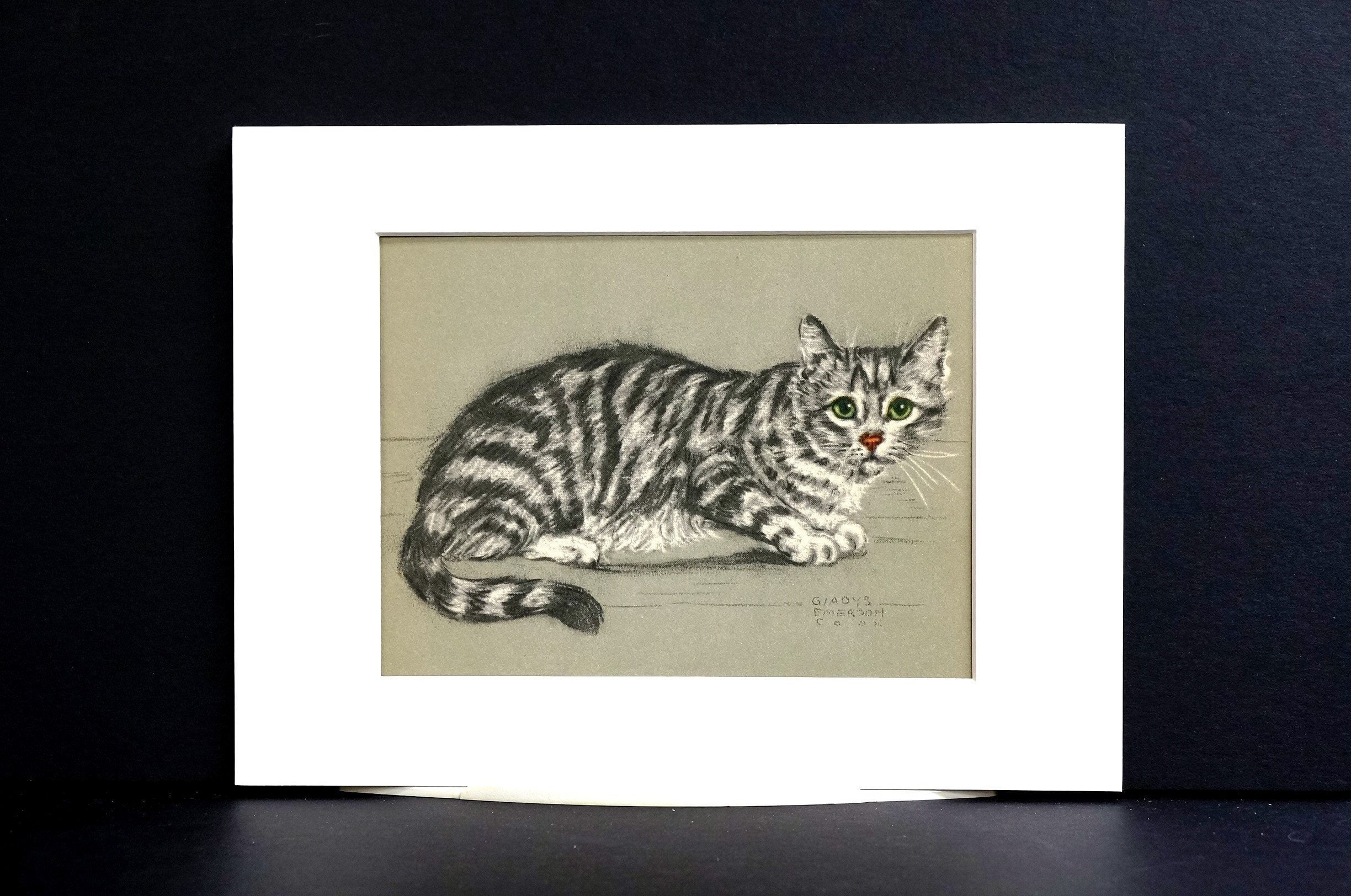 洋書 RED CATS / GASOLINE Black and White STRIPED CAT KITTEN 1941 Big Green Eyes