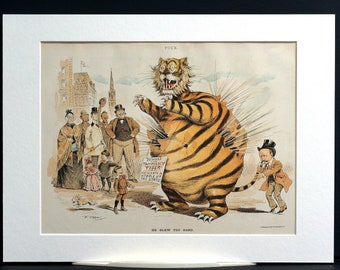 Tammany Tiger Tries Gobbling up State 1891 FASSETT BLEW Too HARD Burst Tammany  Hall Tiger Professionally Matted Puck Print Ready to Frame - Etsy Hong Kong