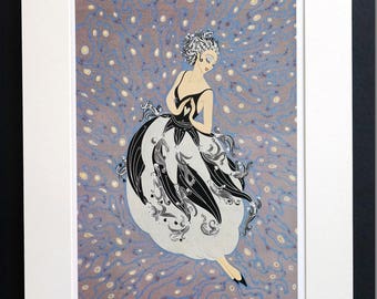 Erte Print 1987 LADIES TUXEDO FASHION Black and White Tassels