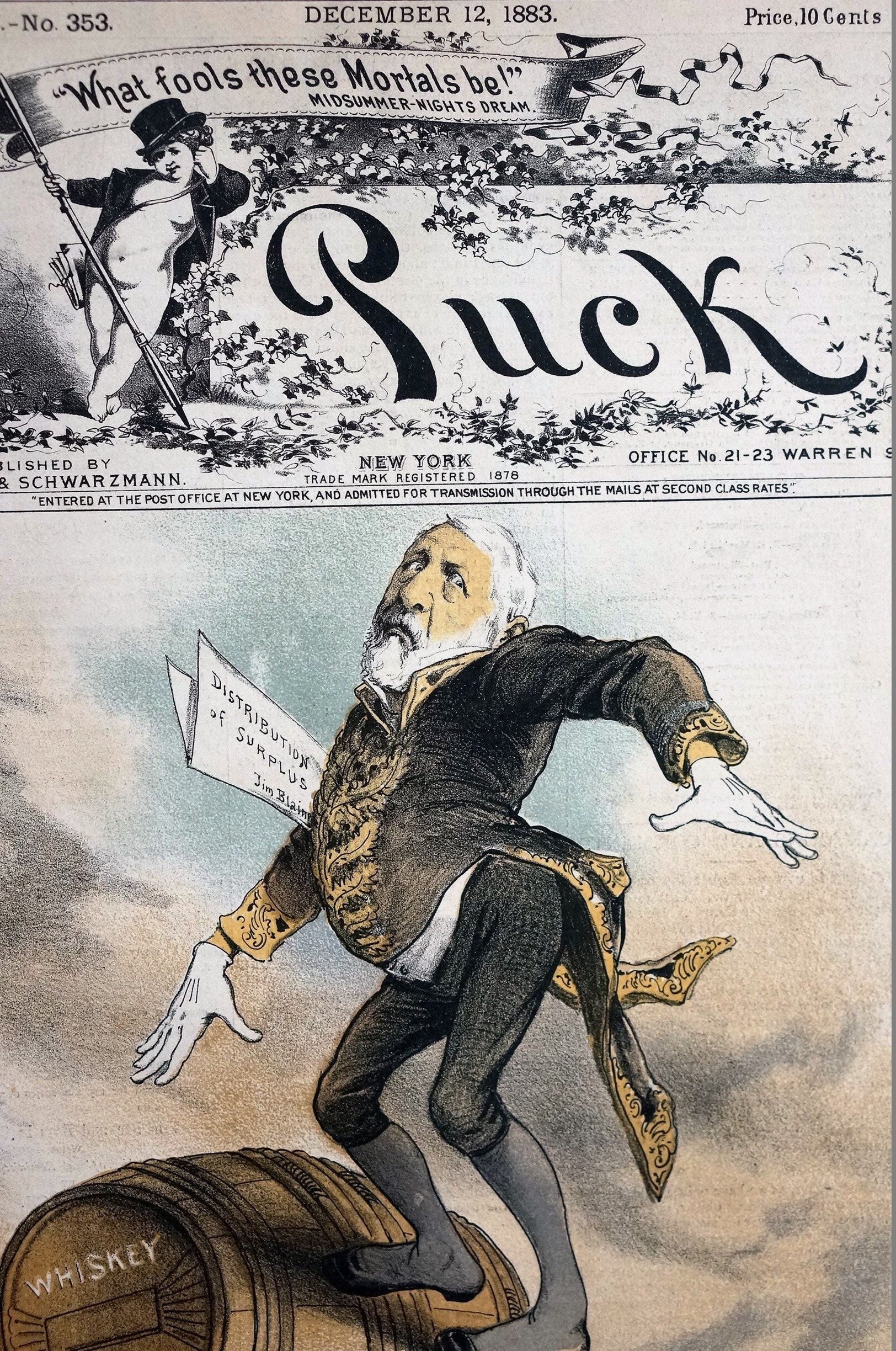 Liquor Whiskey Tax Law 1883 JAMES BLAINE BALANCING Act Feat