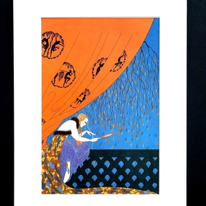 Erte Matted Print 1982 AUTUMN FALLING LEAVES Lady on - Etsy
