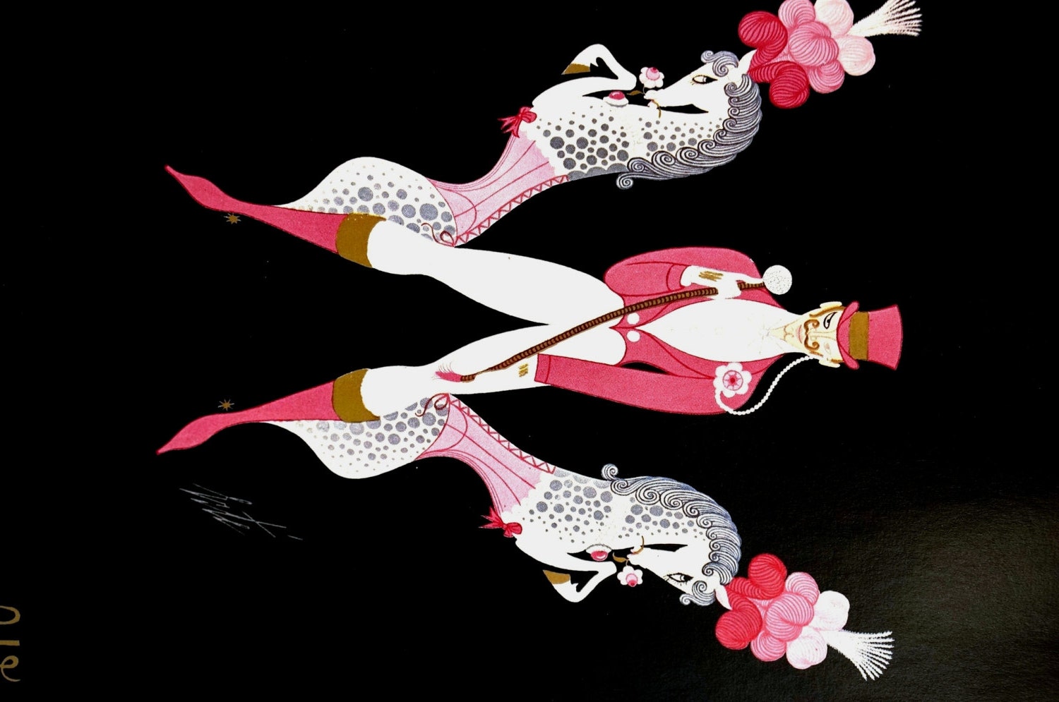 Erte 1972 - Alphabet Series - W - CIRCUS HORSES and Man W