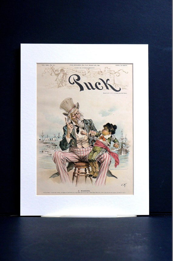 Uncle Sam WARNS Little CHILI 1892 CHILIAN War Warning