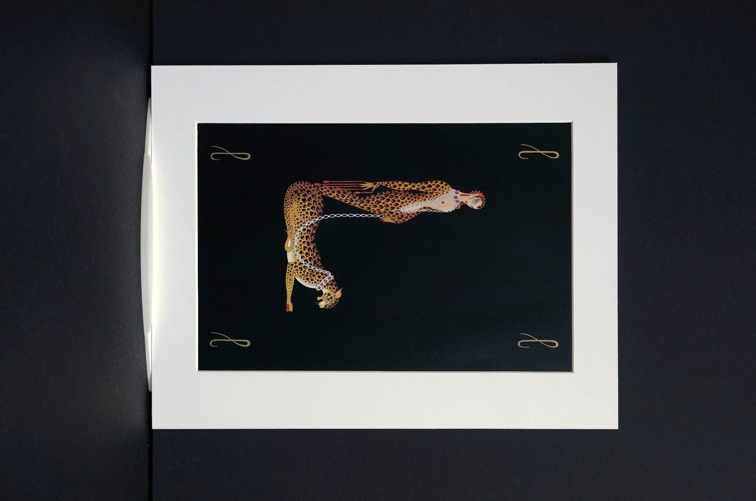 Erte 1982 - Letter L - ALPHABET SERIES - Lady and Leopard, Leopard