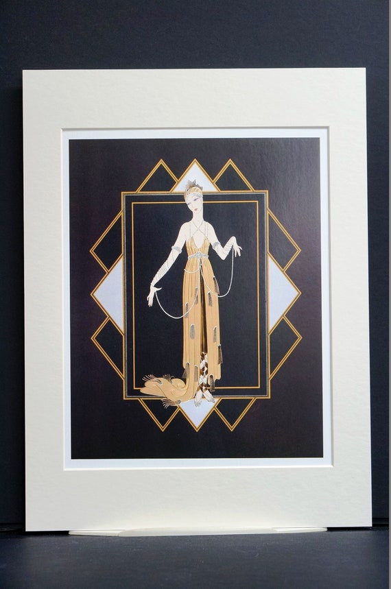 Erte Matted Print 1991 FLORIDA MILLIONAIRESS PEARL Jeweled Dress