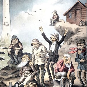 Civil Rights Reform LIGHTHOUSE 1886 BOURBON REPUBLICANS Hill Dana Blaine Reid Professionally Matted Puck Political Print Ready to Frame