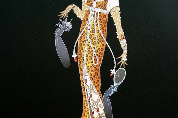 Erte Matted Print 1987 JULIET in LEOPARD CAT Animal Print