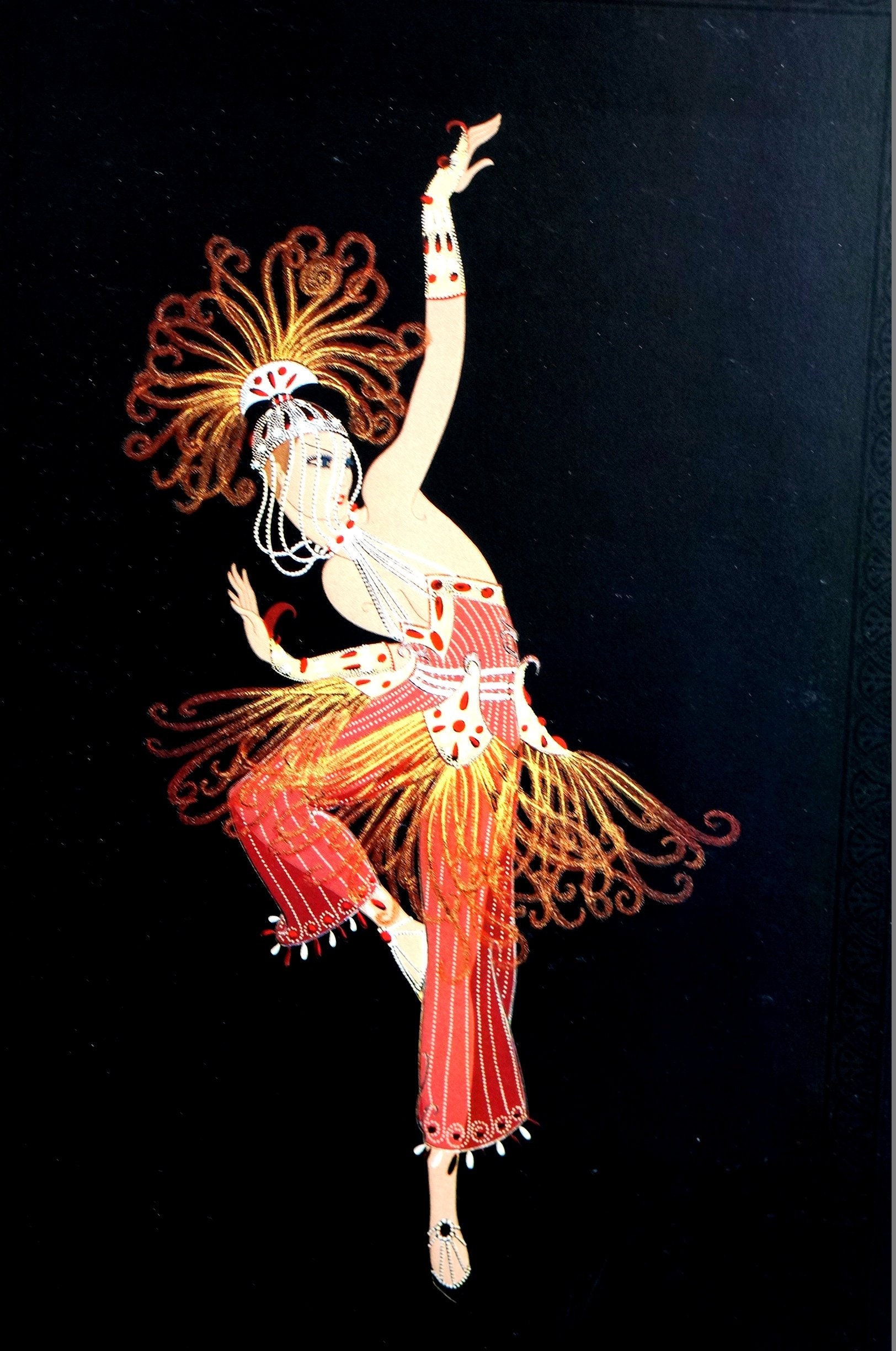 エルテ　ERTE フラワードレス　シルクスクリーン 女性のダンス アート エルテERTE フラワードレスシルクスクリーン 女性のダンス アート