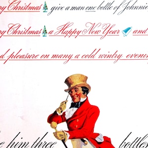 Johnnie Walker Scotch Whisky Christmas Ad 1937 RED BLACK LABEL Liquor Print Ad Professionally Matted Advertising Wall Art Ready to Frame image 4