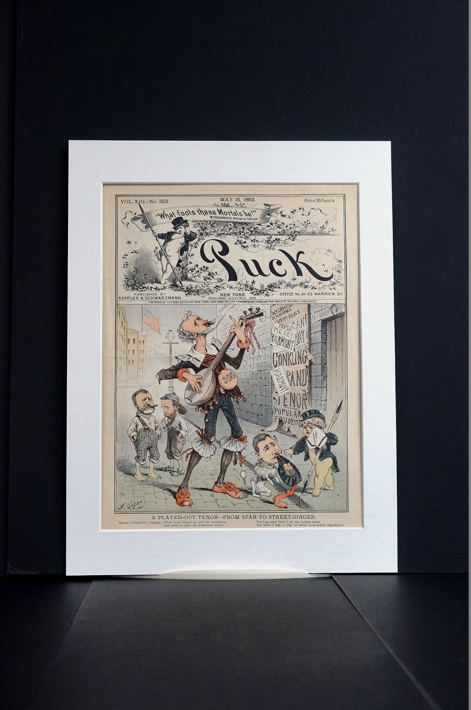 ぷ*侍様 絵画原画　（lets dance）コーギーの1stステップ Roscoe Conkling Street Musician 1883 Washington SENATE OPERA HOUSE