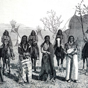 Bannock Indians 1878 INDIAN CAMP TEEPEES Children Antique Western