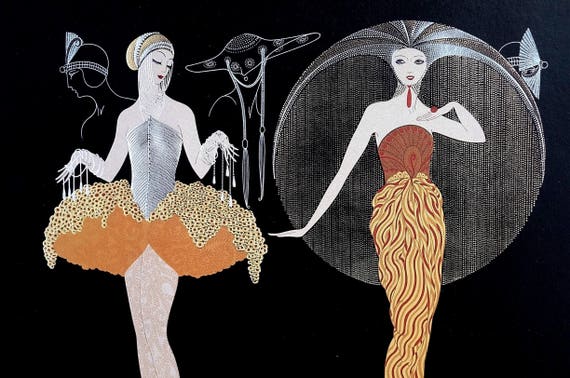Erte 1987 Lovely Women In Evening /& Night Fancy Gown Dress MATTED Art Deco Fashion Print Professionally Matted Picture Ready to Frame
