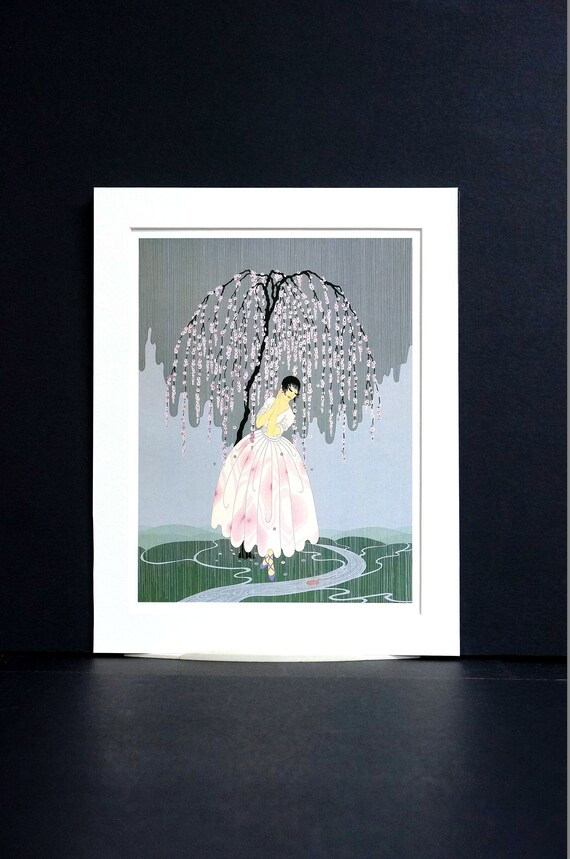 絵画/タペストリー Casper pink umbrella on Green Original Watercolor Painting Urban Landscape Art Autumn