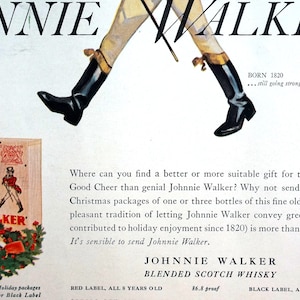 Johnnie Walker Scotch Whisky Christmas Ad 1937 RED BLACK LABEL Liquor Print Ad Professionally Matted Advertising Wall Art Ready to Frame image 5